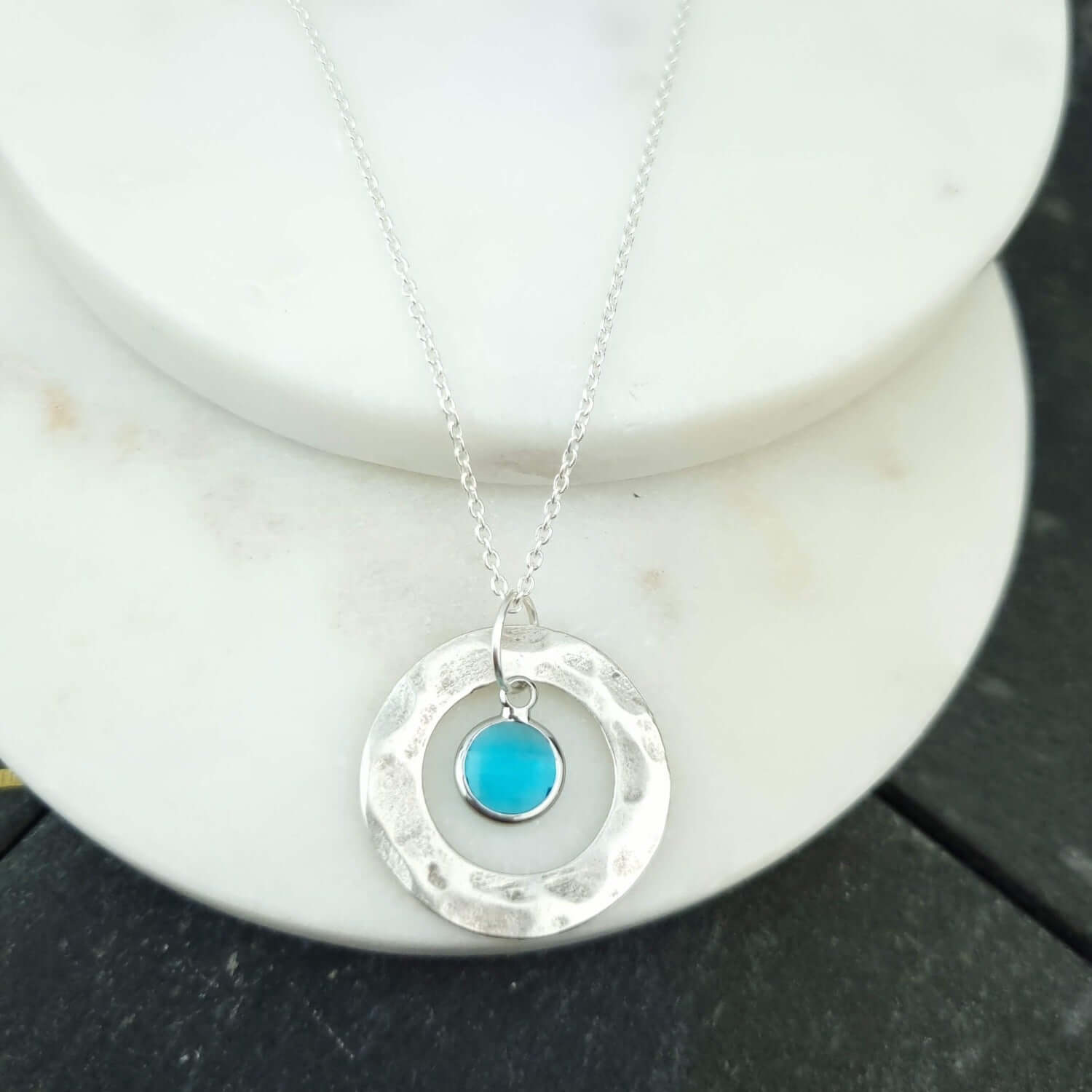 Aquamarine sterling silver necklace