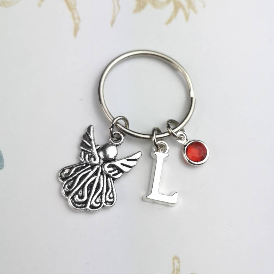 Personalised angel keyring