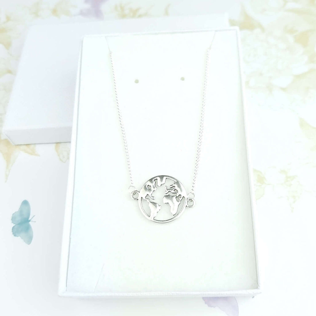 Earth Globe silver necklace