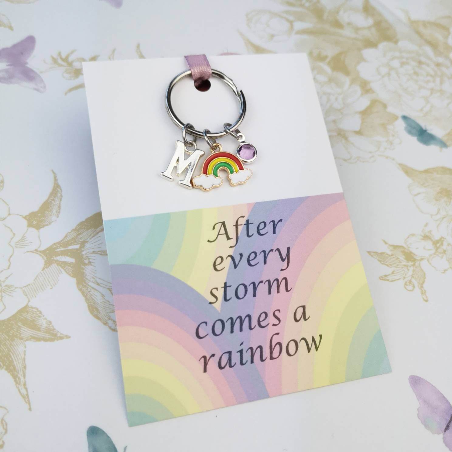 after every storm comes a rainbow keyring