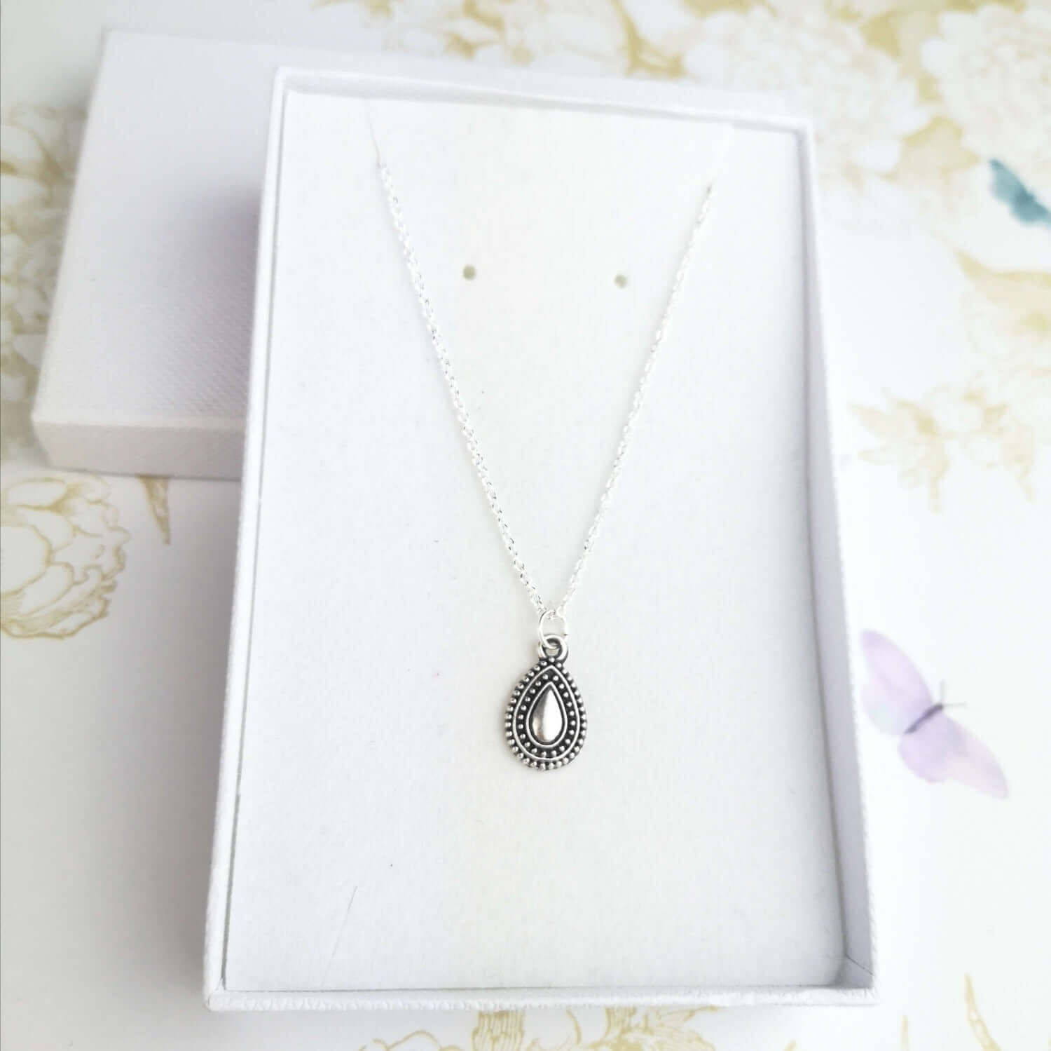 Sterling silver teardrop necklace