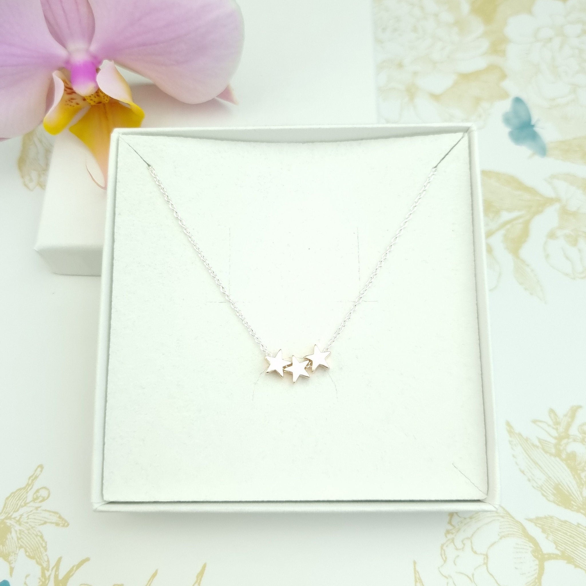 star trio necklace in sterling silver