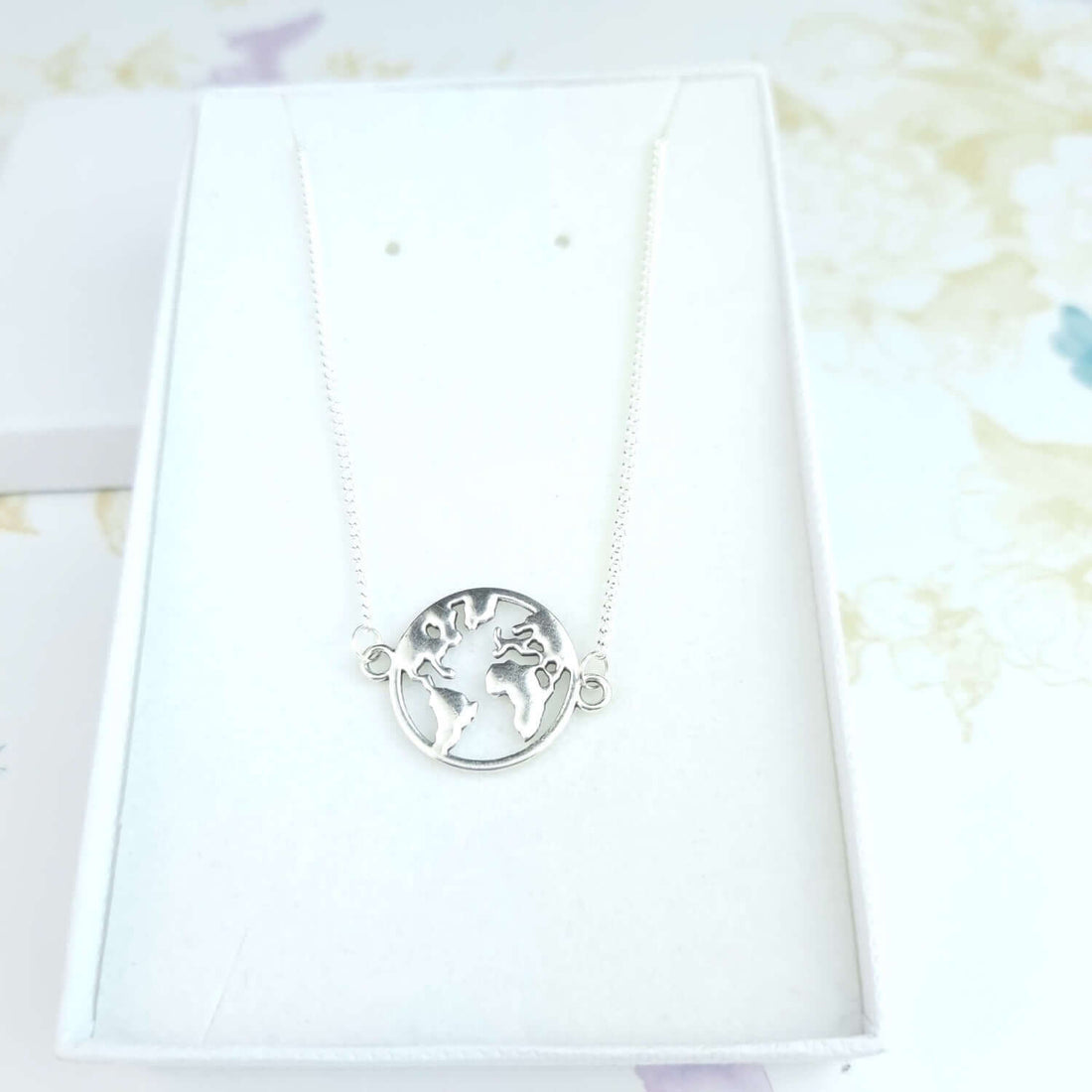 Earth Globe silver necklace